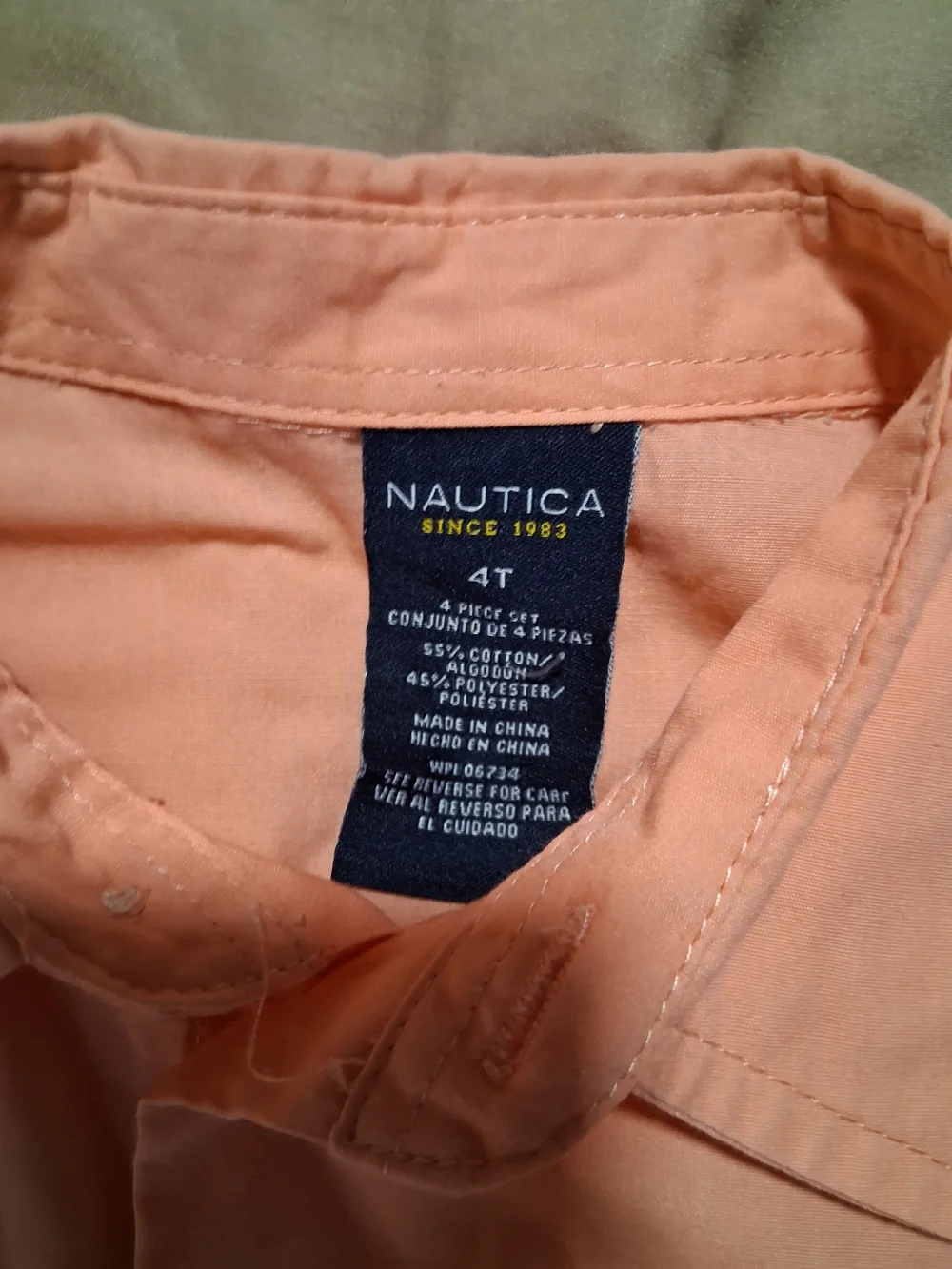 The Children's Place Izod Nautica Peach Blue Button-Down Shirt Long Sleeve 4T